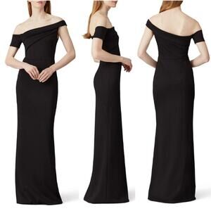 Black Halo Eve Zendaya Off-Shoulder Cocktail Formal Gown Black Women's Size US 8